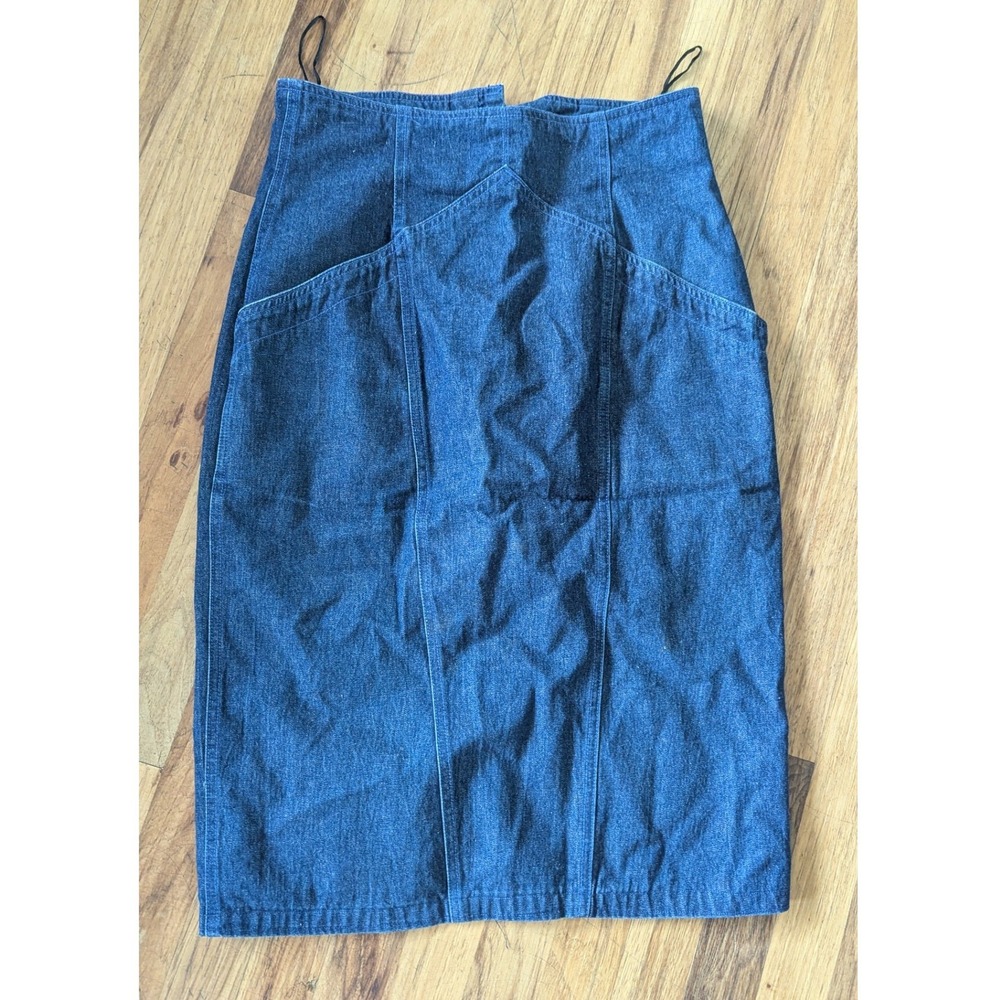 Mercedes & Adrienne Vintage Denim Pencil Skirt High Waist Blue‎ Midi Size 12
